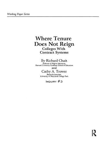 Cover image for Where Tenure Does Not Reign: Colleges with Contract Systems