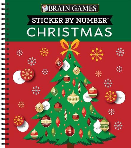 Cover image for Brain Games - Sticker by Number: Christmas (28 Images to Sticker - Christmas Tree Cover)