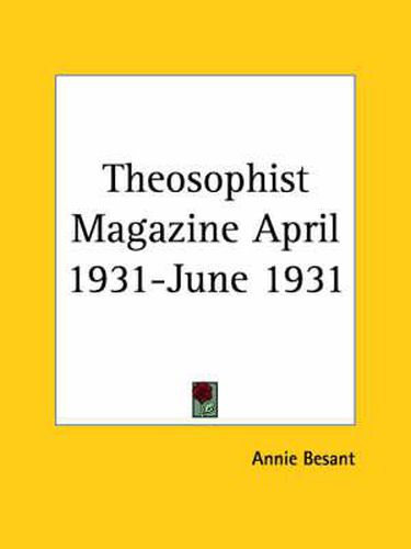 Cover image for Theosophist Magazine (April 1931-June 1931)