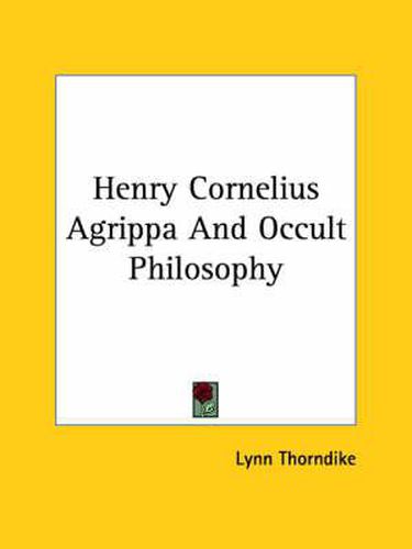 Cover image for Henry Cornelius Agrippa and Occult Philosophy