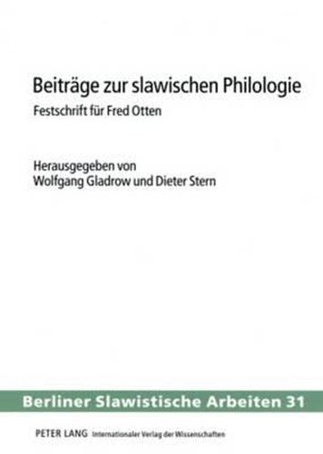 Cover image for Beitraege Zur Slawischen Philologie: Festschrift Fuer Fred Otten