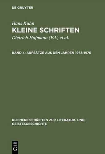 Kleine Schriften, Band 4, Aufsatze aus den Jahren 1968-1976