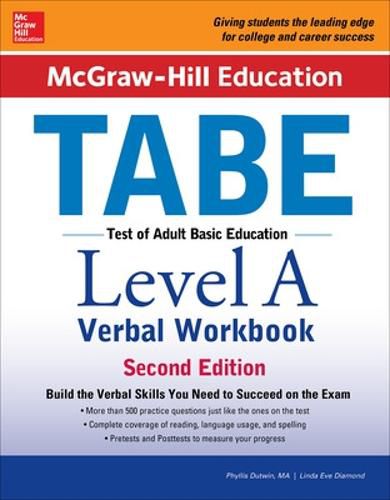 Cover image for McGraw-Hill Education TABE Level A Verbal Workbook, Second Edition