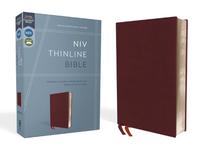 Cover image for NIV, Thinline Bible, Bonded Leather, Burgundy, Red Letter, Comfort Print