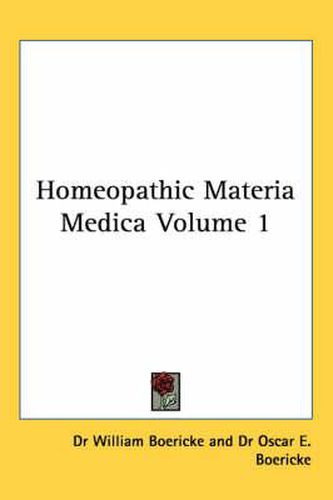 Cover image for Homeopathic Materia Medica Volume 1