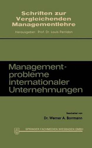 Cover image for Managementprobleme Internationaler Unternehmungen