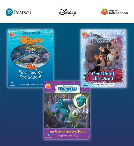 Cover image for Pearson Bug Club Disney Reception Pack A, including decodable phonics readers for phases 1 to 3; Finding Nemo: First Day at Sea School, Frozen 2: Get Rid of the Dam! and Monsters, Inc: The Growl and the Howl