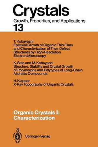 Cover image for Organic Crystals I: Characterization