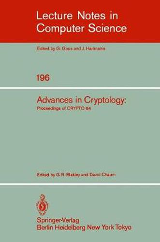 Cover image for Advances in Cryptology: Proceedings of CRYPTO '84