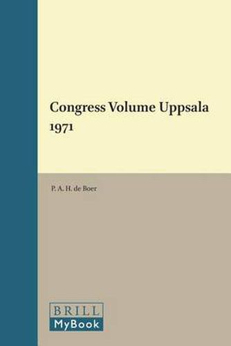 Cover image for Congress Volume Uppsala 1971