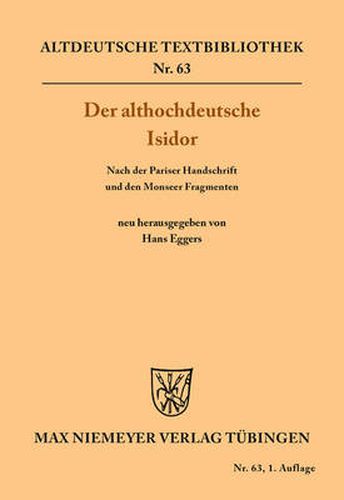 Cover image for Der althochdeutsche Isidor