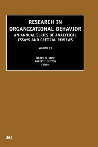 Cover image for Research in Organizational Behavior