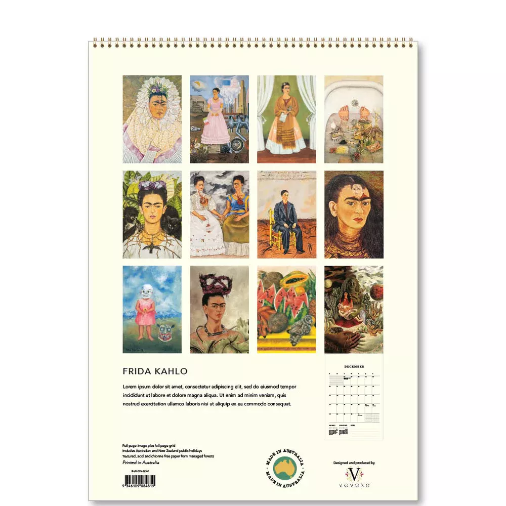 Frida Kahlo Medium Calendar 2026 (B-VE-D26-FK-M)