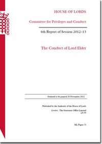 Cover image for The conduct of Lord Elder: 6th report of session 2012-13