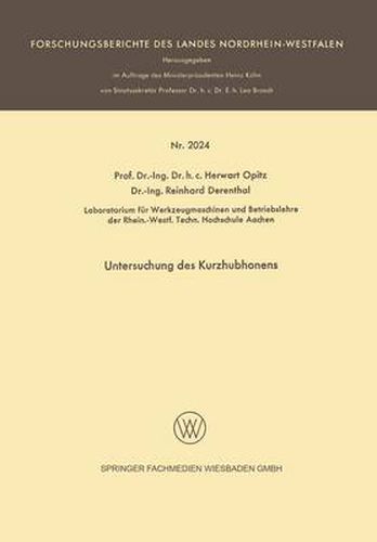 Cover image for Untersuchung Des Kurzhubhonens