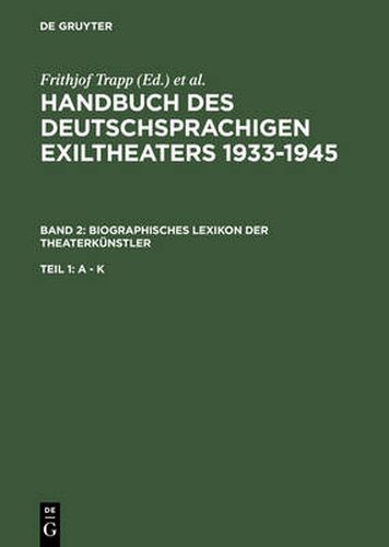 Cover image for Biographisches Lexikon Der Theaterkunstler