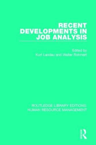 Cover image for Recent Developments in Job Analysis