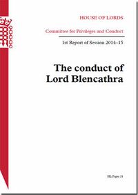 Cover image for The conduct of Lord Blencathra: 1st report of session 2014-15
