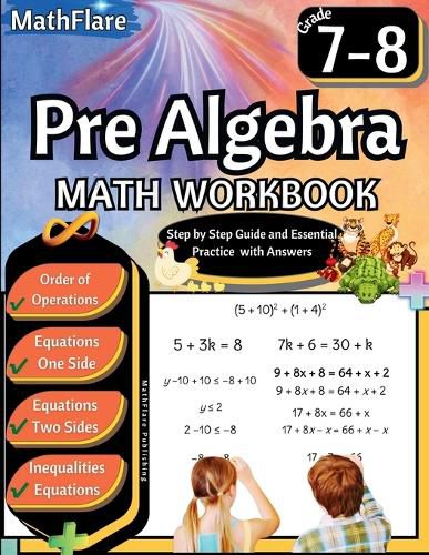 Cover image for Pre Algebra Workbook 7th and 8th Grade