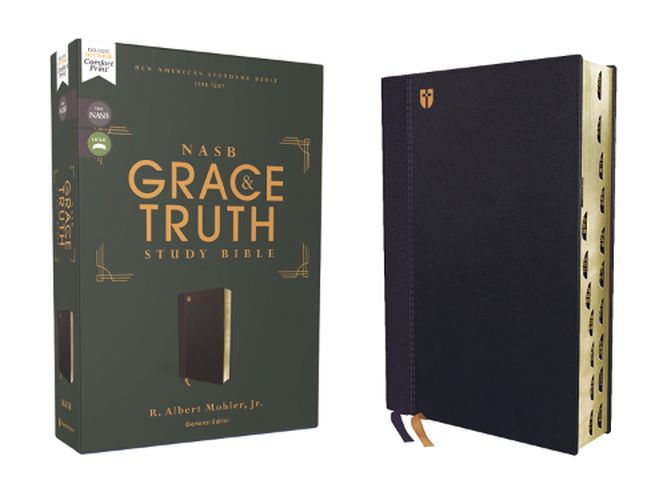 NASB, The Grace and Truth Study Bible, Leathersoft, Navy, Red Letter, 1995 Text, Thumb Indexed, Comfort Print