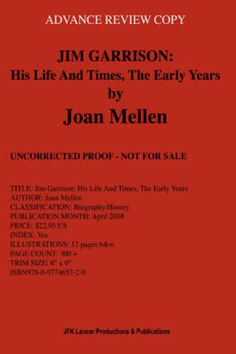 Cover image for Jim Garrison: His Life And Times, The Early Years