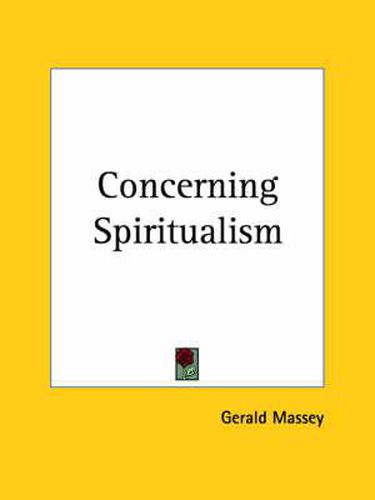 Cover image for Concerning Spiritualism (1872)
