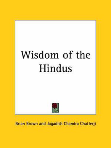 Cover image for Wisdom of the Hindus (1921)
