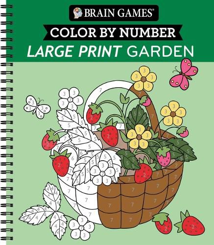 Cover image for Brain Games - Color by Number - Large Print: Garden