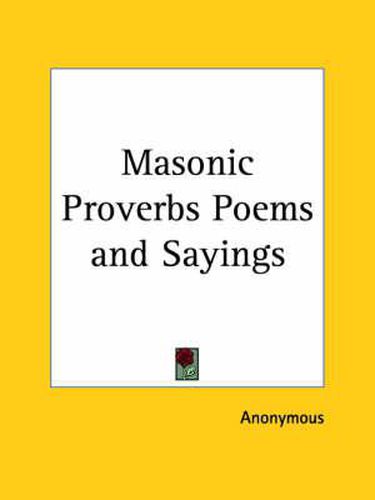 Cover image for Masonic Proverbs Poems