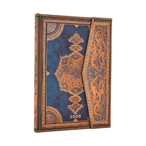 Cover image for 2026 Safavid Indigo (Safavid Binding Art) Midi 12-month Vertical Hardcover Flexi Dayplanner 2026 (Wrap Closure)