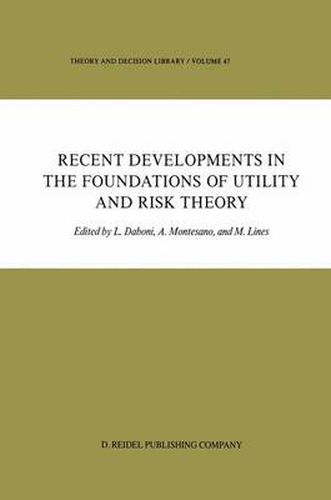 Cover image for Recent Developments in the Foundations of Utility and Risk Theory
