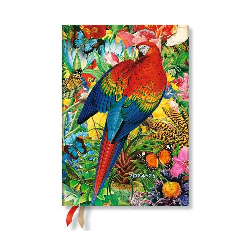 Tropical Garden (Nature Montages) Midi 12-month Horizontal Hardback Dayplanner 2025 (Elastic Band Closure)