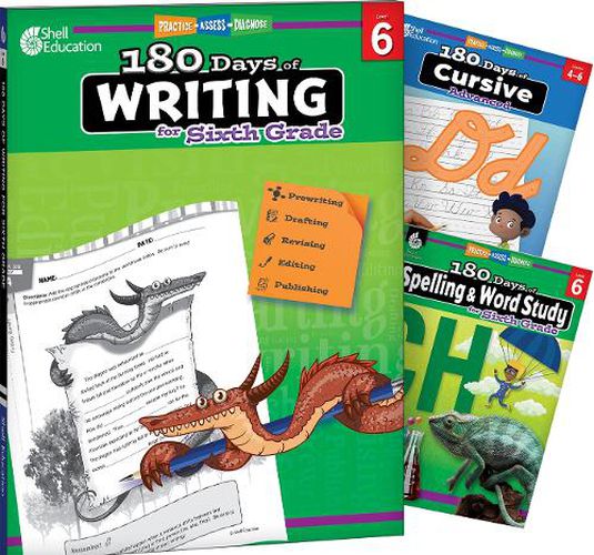 Cover image for 180 Days (TM): Writing, Spelling, & Cursive Grade 6: 3-Book Set