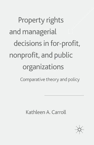 Cover image for Property Rights and Managerial Decisions in For-profit, Non-profit and Public Organizations: Comparative Theory and Policy