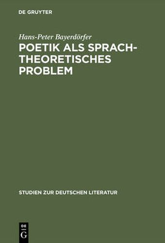 Cover image for Poetik als sprachtheoretisches Problem