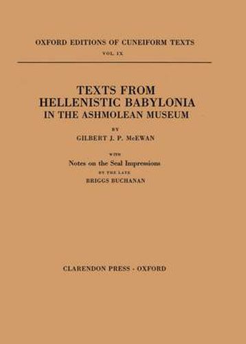 Cover image for Texts from Hellenistic Babylonia in the Ashmolean Museum