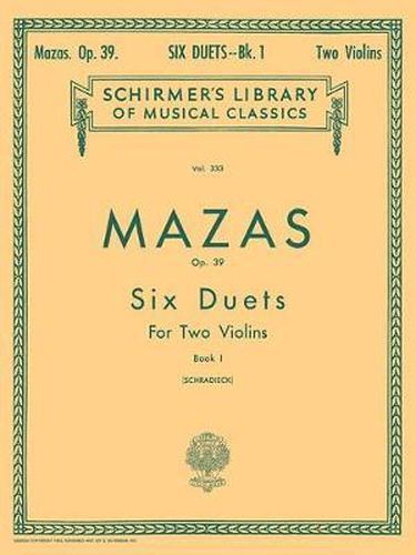 Cover image for Six Duets, Mazas Op. 39: For Two Violins