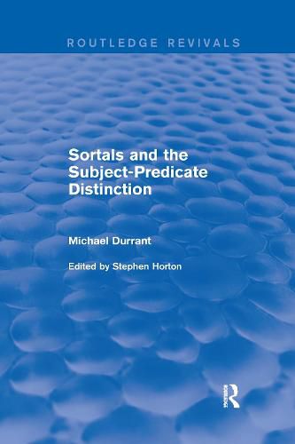 Cover image for Sortals and the Subject-Predicate Distinction