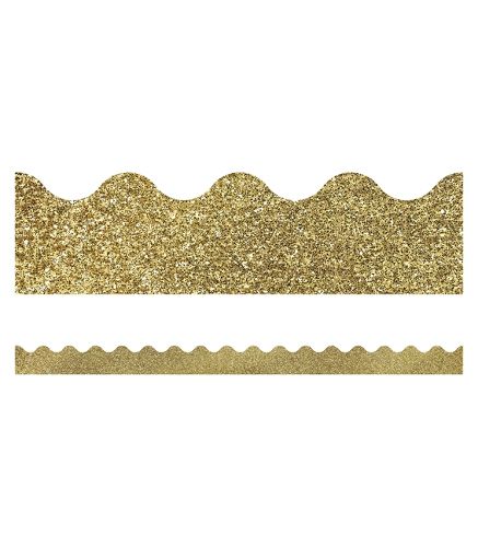 Sparkle and Shine Gold Glitter Scalloped Borders