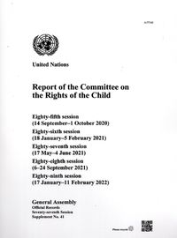 Cover image for Report of the Committee on the Rights of the Child: Seventy-seventh Session