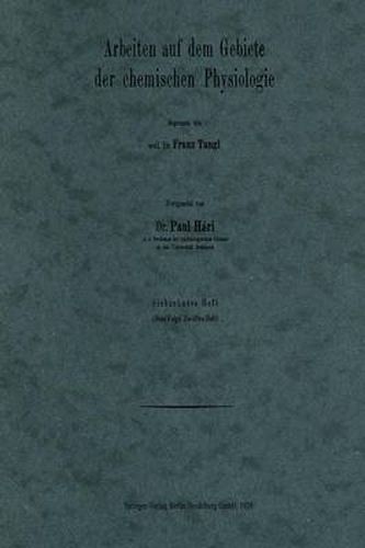 Cover image for Arbeiten Auf Dem Gebiete Der Chemischen Physiologie: Siebzehntes Heft