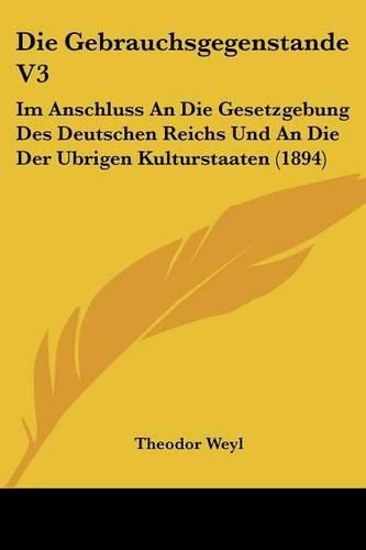 Cover image for Die Gebrauchsgegenstande V3: Im Anschluss an Die Gesetzgebung Des Deutschen Reichs Und an Die Der Ubrigen Kulturstaaten (1894)