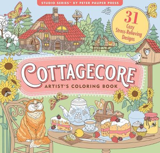 Cover image for Cottagecore Adult Coloring Book (31 Stress-Relieving Designs)