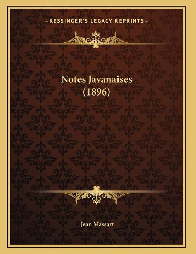 Cover image for Notes Javanaises (1896)