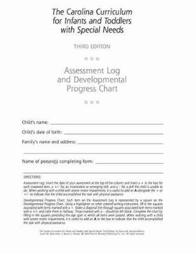 Assessment Log and Developmental Progress Charts for Infants and Toddlers (CCITSN)
