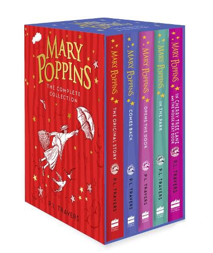 Cover image for Mary Poppins - The Complete Collection Box Set: Mary Poppins, Mary Poppins Comes Back, Mary Poppins Opens the Door, Mary Poppins in the Park, Mary Poppins in Cherry Tree Lane / Mary Poppins and the House Next Door