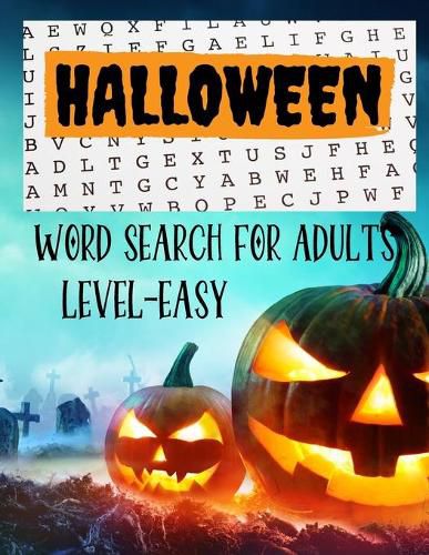 Cover image for Halloween Word Search book -Level Easy: Halloween Word Search, Spooky Halloween Activity Book Funny Brain Game Puzzle Hard With Solutions