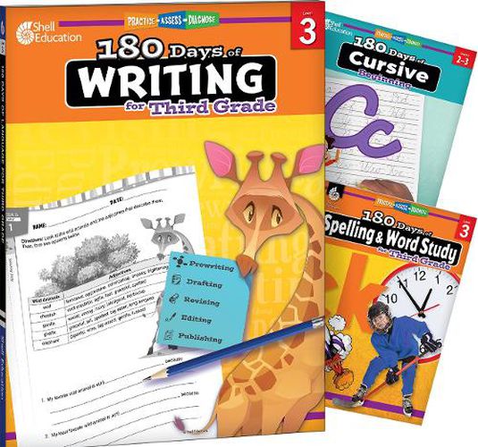Cover image for 180 Days (TM): Writing, Spelling, & Cursive Grade 3: 3-Book Set