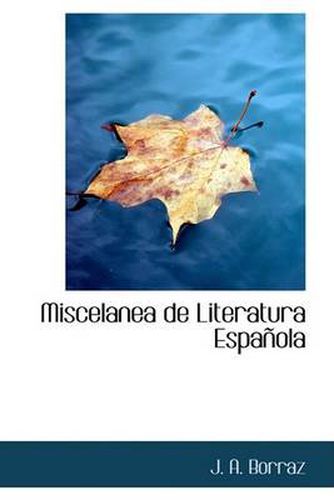 Cover image for Miscelanea de Literatura Espanola