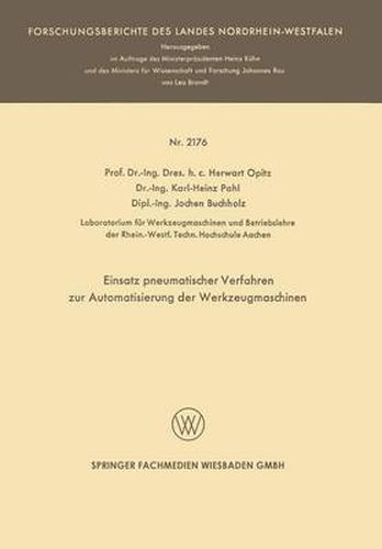 Cover image for Einsatz Pneumatischer Verfahren Zur Automatisierung Der Werkzeugmaschinen